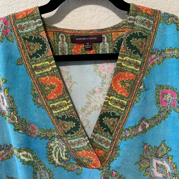 MARCHESA VOYAGE 100% Silk Paisley Print Shift Dress, Size 10 - Picture 3 of 11